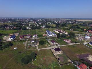 Aerial view of the saburb landscape (drone image). Near Kiev