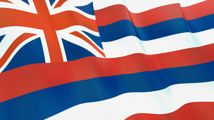 The flag of Hawaii. Waving silk flag of Hawaii. High quality render. 3D illustration