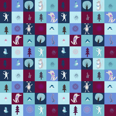 Kids seamless pattern for fabric, vector illustration