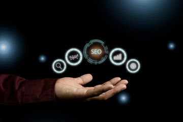 Digital marketing SEO photo concept idea with special infographic content
