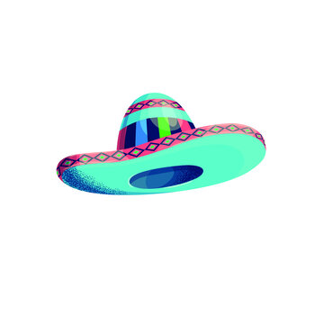 Mexican hat Vector clipart illustration. Cinco de mayo funny festive accessory and wearing sombrero. Isolated objects on white background