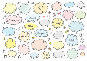 雲形の手描き吹き出しセット モノクロ 白背景 Wall Mural ちーぼう 雲形の手描き吹き出しセット モノクロ 白背景 Wall Mural ちーぼう