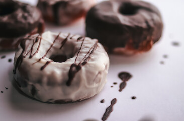 Donut with Chocolate on white background