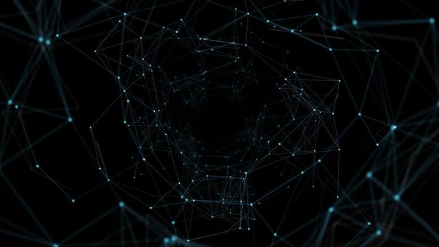 Network connected data tunnel zoom animation background. 4K Video data conceptual animation