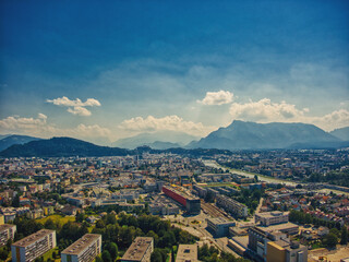 Salzburg aerial view of the mountains