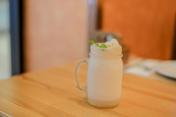 Lychee fruity frappe selective focus