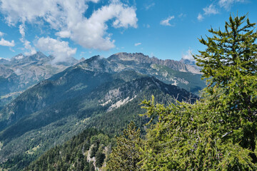 Fototapeta na wymiar Trekking in Aosta Valley, location Tet Du Mond