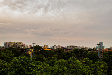 Fototapeta na wymiar panoramic view of city at sunset