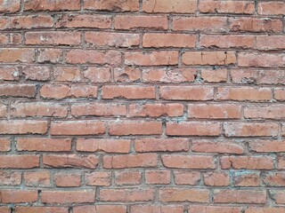 Panoramic background of wide old red brick wall texture. Home or office design backdrop