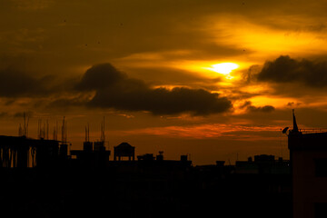 Fototapeta premium sunset in the city