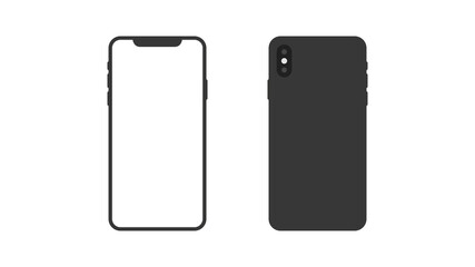 Smartphone mockup with front and back panels isolated on white background. Vector illustration
