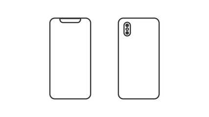 Smartphone mockup icon with front and back panels isolated on white background. Vector illustration
