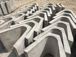 SEREMBAN, MALAYSIA -AUGUST 28, MALAYSIA: U shape precast drain at the construction site. Built of...