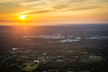 sunset over the city