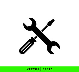 Screwdriver and wrench icon vector logo design template