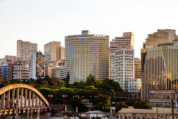 Belo Horizonte downtown skyline at sunset