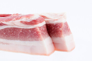 Fresh pork belly on white background