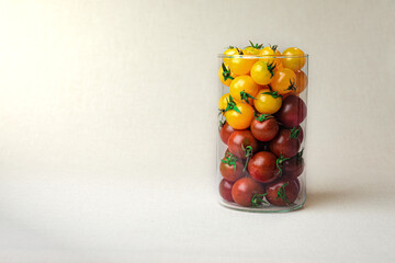 cherry tomatoes at the linen background