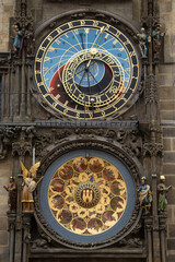 Solar clock on the facade of a building in Prague