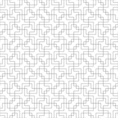 Seamless surface pattern design with mosaic ornament. Repeated figures background. Ethnic embroidery motif. Grid wallpaper. Digital paper for page fills, web designing, textile print. Vector image.