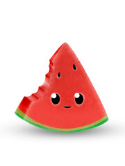 Cute Cartoon Watermelon Illustration on White Background 3d Illustration of Watermelon Piece Summer Fruit 