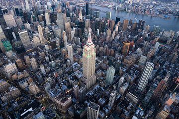 Aerial view of the Empire State Building in New York City, USA