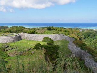 Fototapeta premium Nakijin Gusuku castle ruins World Heritage Okinawa, Japan.
