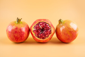Delicious pomegranate fruit ripe in autumn