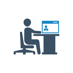 Computer desk Web login icon vector illustration