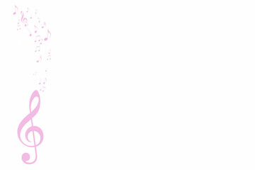 treble clef and music notes in pink on a white background