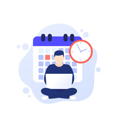 deadline at work, productivity and time management, vector