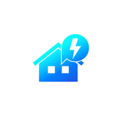 electricity icon with house, vector