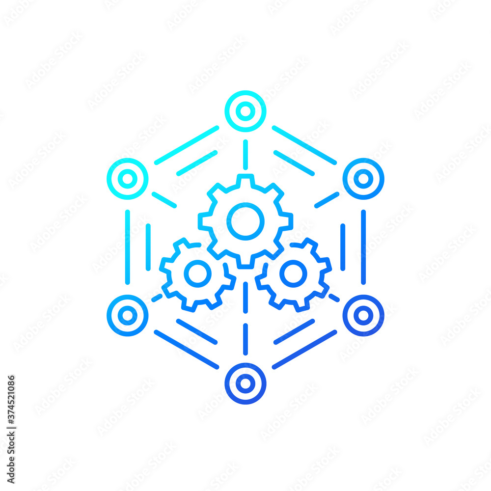 Poster software, api line vector icon