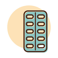 Pills strip vector icon. Medical sign