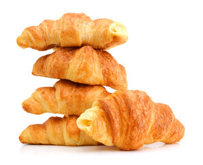 Fresh and tasty croissant over white background