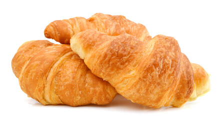 Fresh and tasty croissant over white background