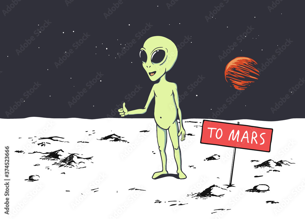 Wall mural alien want to get to mars