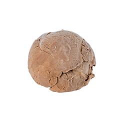Fototapeta premium A ball of creamy fruit ice cream brown on a white background