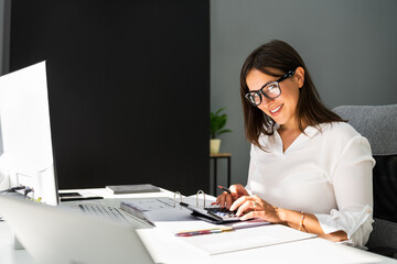 Accounting Bookkeeper Clerk Woman. Bank Advisor