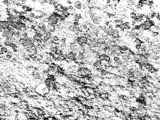 Weathered concrete wall. Rustic stone grit texture. Black stains and noise for distressed effect. Old worn vintage overlay. White paint brushed stroke. Monochrome old concrete wall background