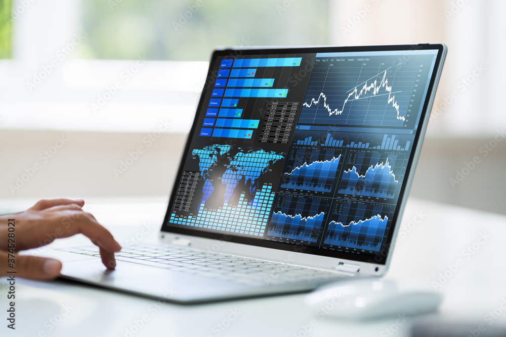 Poster KPI Analytics And Stock Exchange Graphs