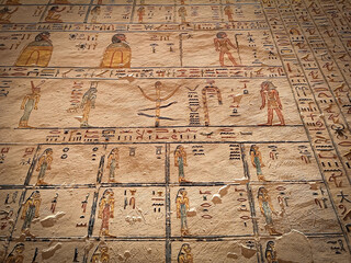 Ancient Egyptian writing, Egyptian hieroglyphs, wall inscriptions