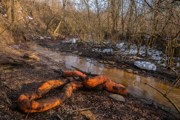 Petroleum pollution in water and nature