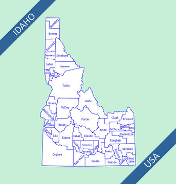 County map of Idaho USA