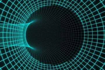 Fototapeta premium Blue futuristic digital technologic tunnel Black hole animation 3d rendering