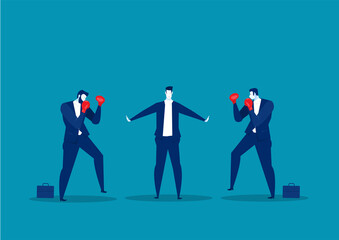 businessman stop conflict.Stop Fighting,employee concept vector