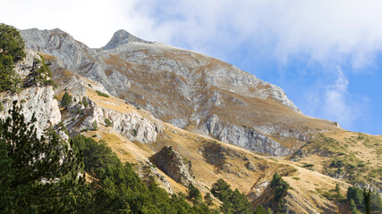 Beautiful authentic rocky landscape of the Pyrenees. Bulgaria. Natural mountain landscape as background.