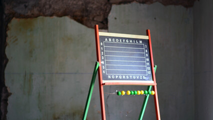 an old blackboard in an old house