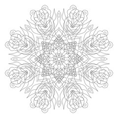 black and white floral pattern. complex pattern. coloring, template, print.