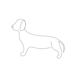 Dog animal line drawing, vector illustration